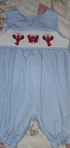 Adorable Smocked Romper Bubble lobster/crab